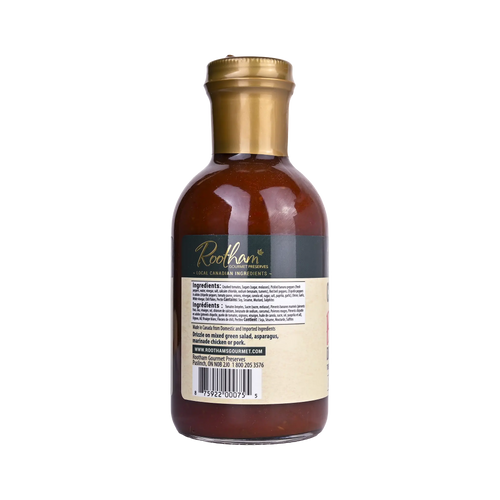 Ingredients label for Rootham Chipotle BBQ Dipping Sauce 360 ml