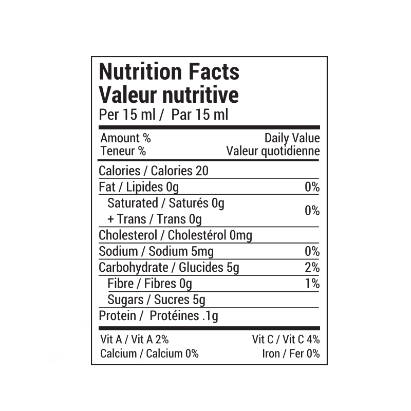 Rootham Cracked Pepper Lime Peach Chutney Nutritional Info
